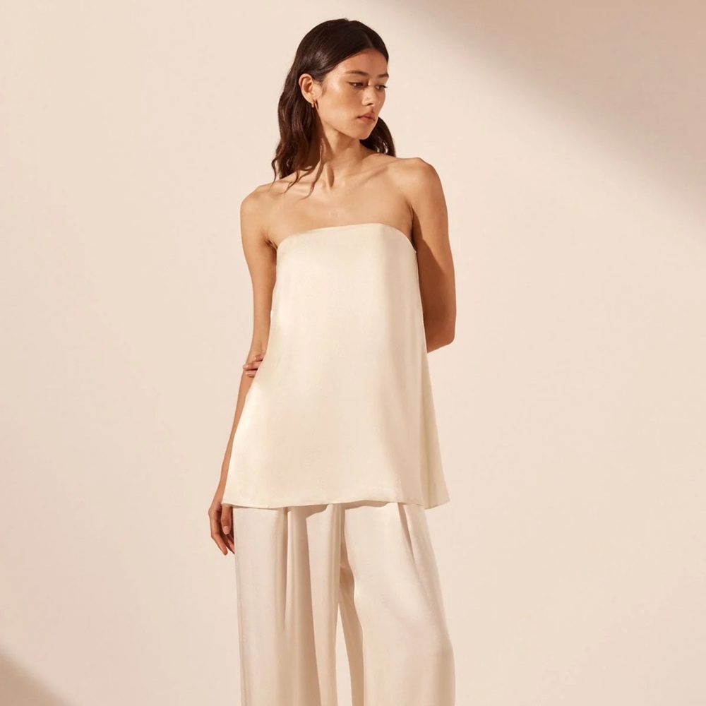 Shona Joy Cream Strapless Column Top